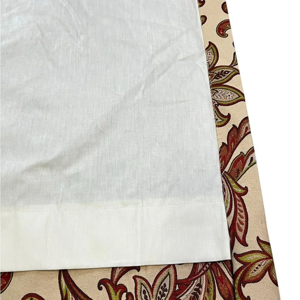 Pair Jacobean Floral Lined Curtain Panels Drapes Pinch Pleat 85” long